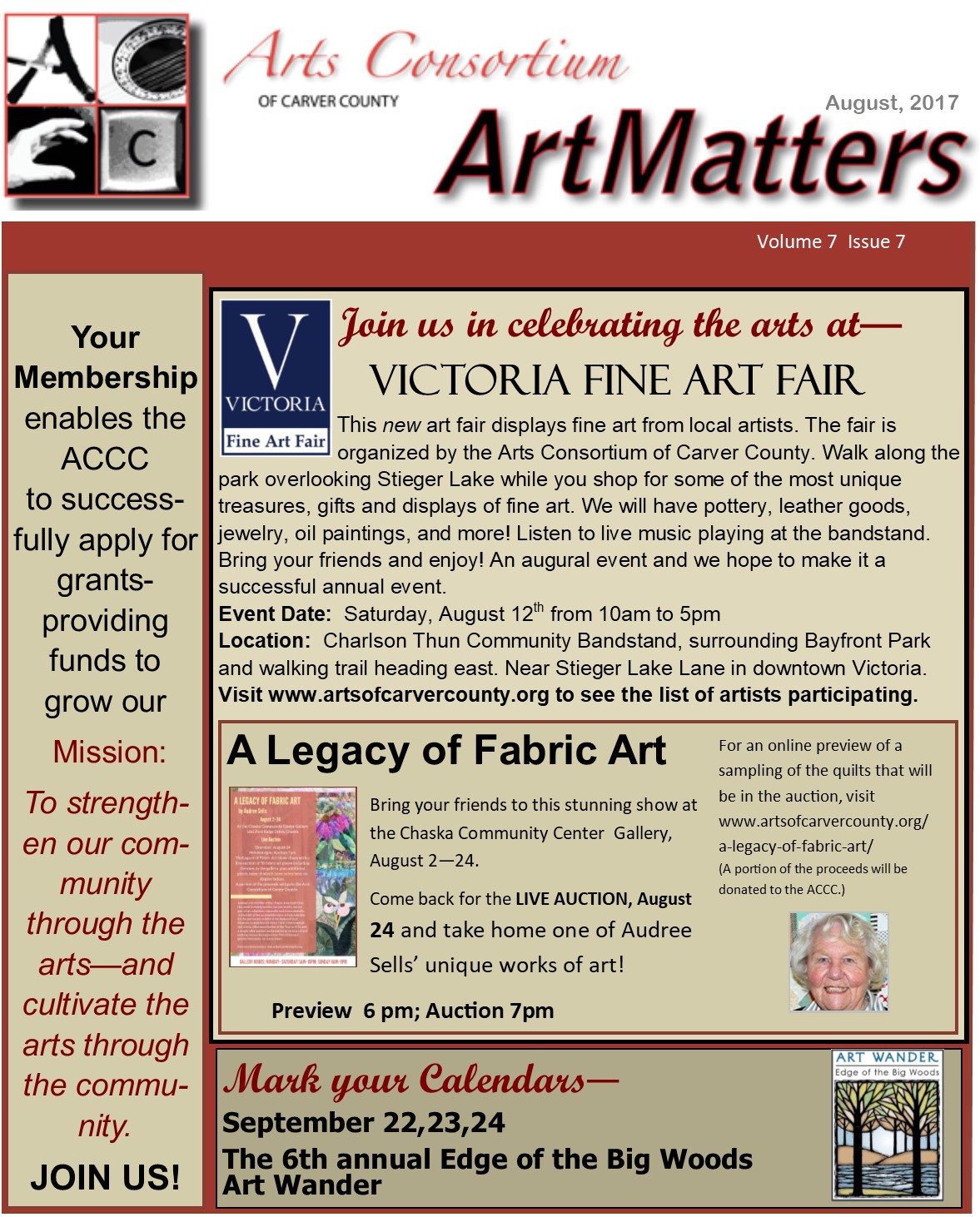 August ArtMatters Newsletter
